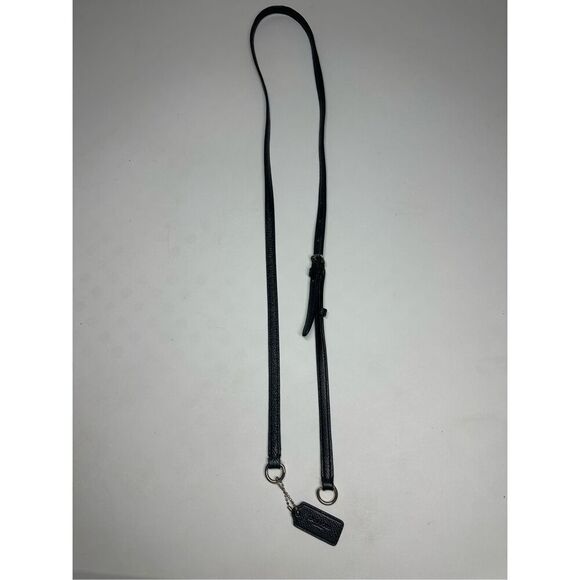 Coach Shoulder Strap With Black Pebbled Leather Key Fob Hanging Bag Tag - Picture 2 of 10
